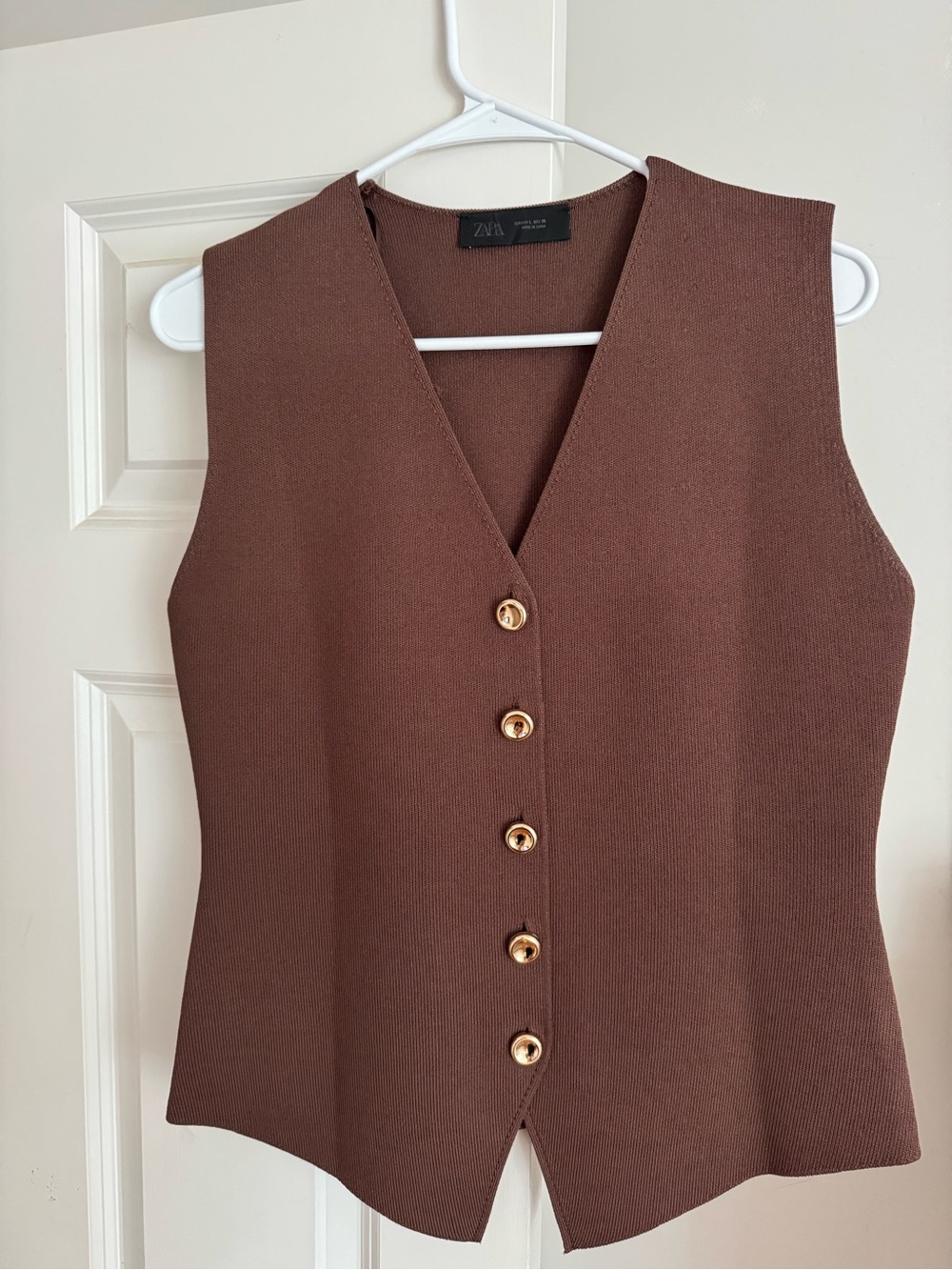 Zara Smooth Knit Vest Top- Light Brown